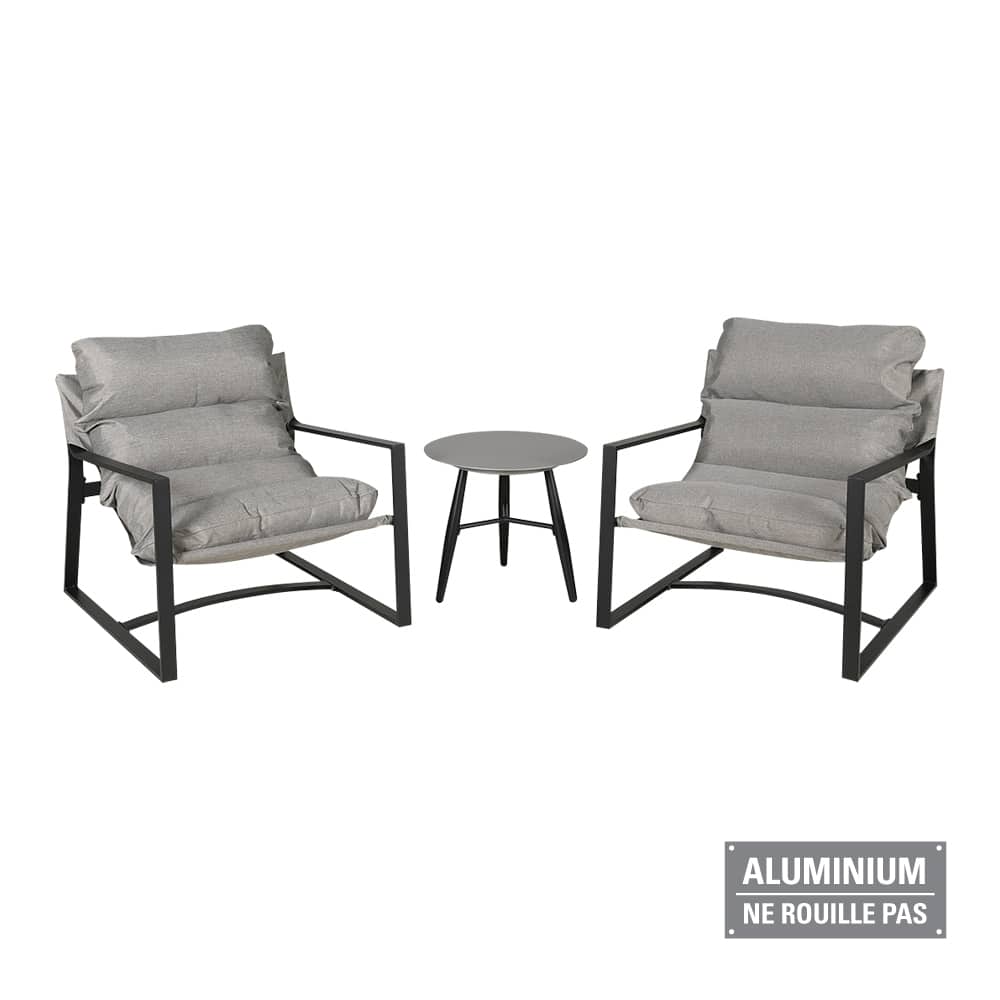 Ensemble de détente Budapest 2 places en aluminium VERTUO