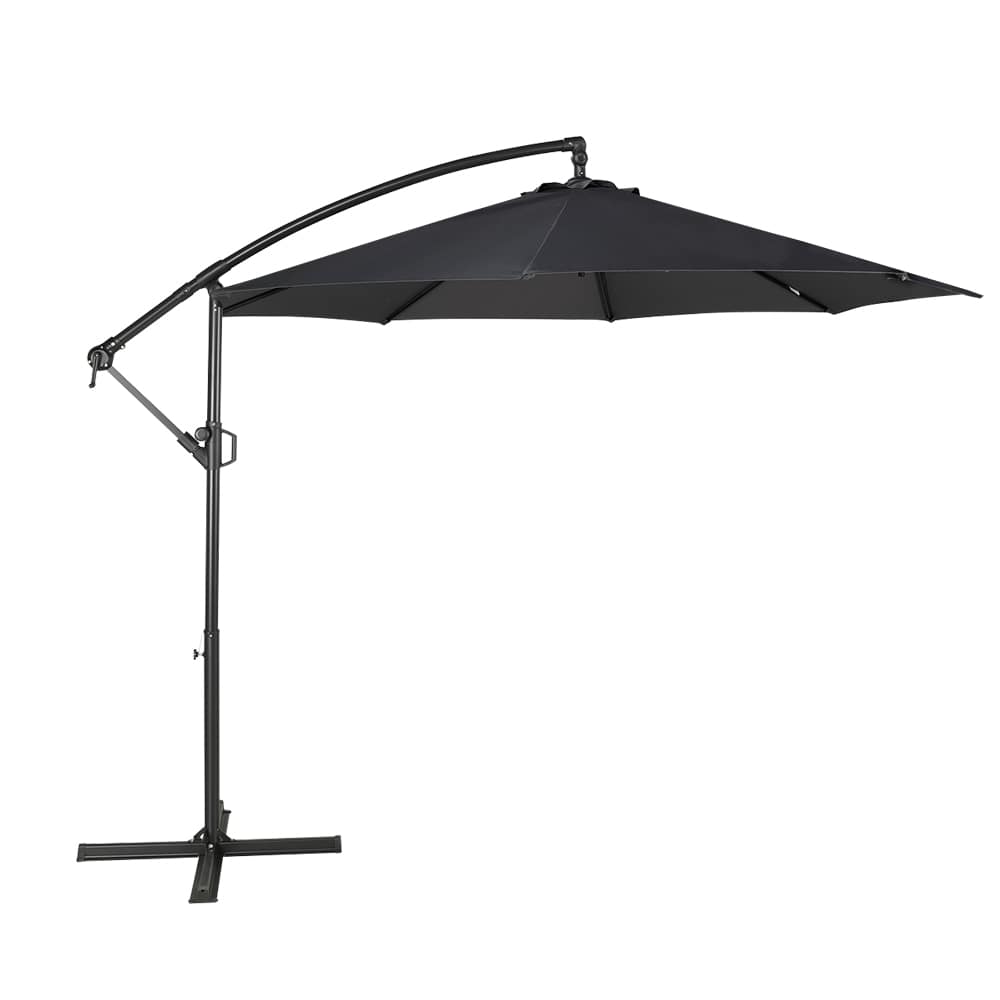 Parasol déporté en aluminium et acier noir 9&nbsp;pi 6&nbsp;po VERTUO