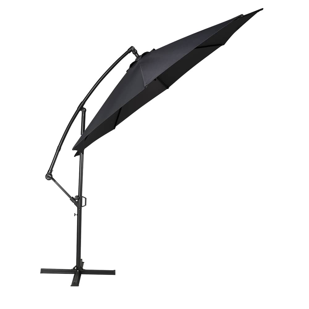 Parasol déporté en aluminium et acier noir 9&nbsp;pi 6&nbsp;po VERTUO