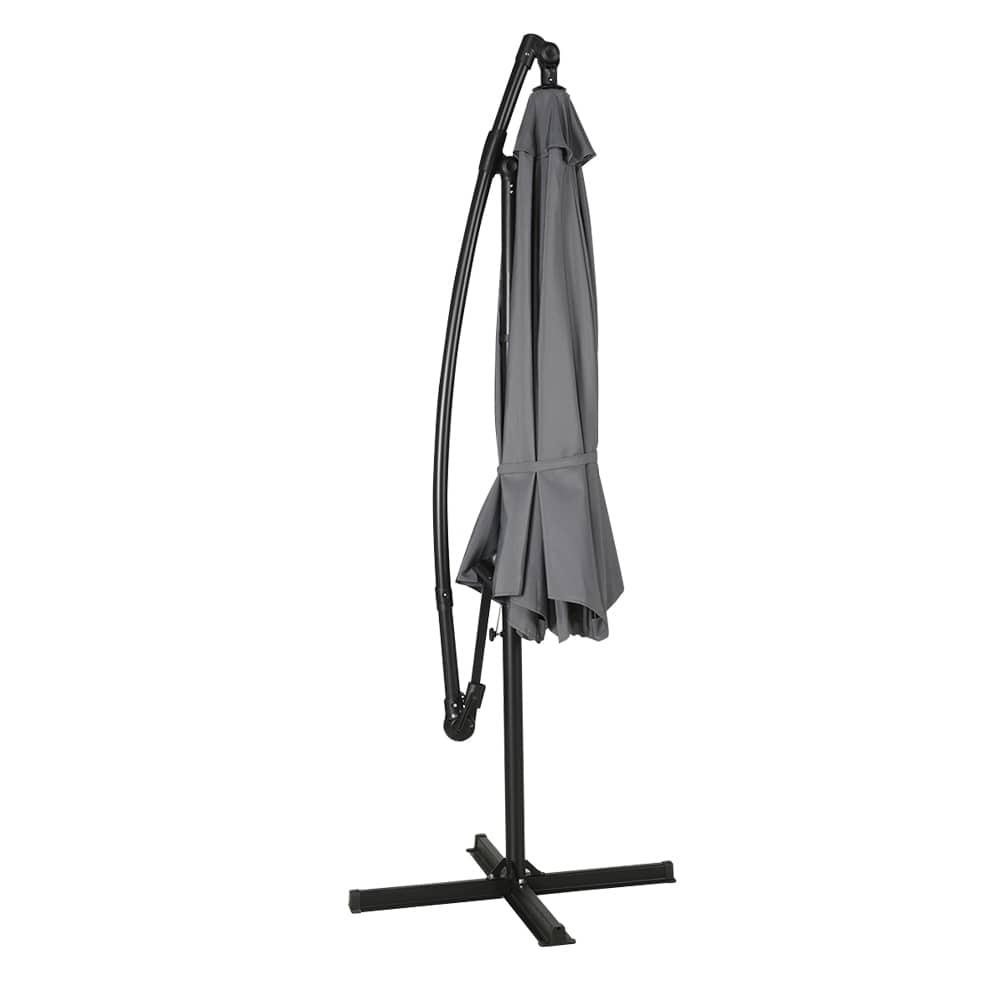 Parasol déporté en aluminium et acier gris 9&nbsp;pi 6&nbsp;po VERTUO