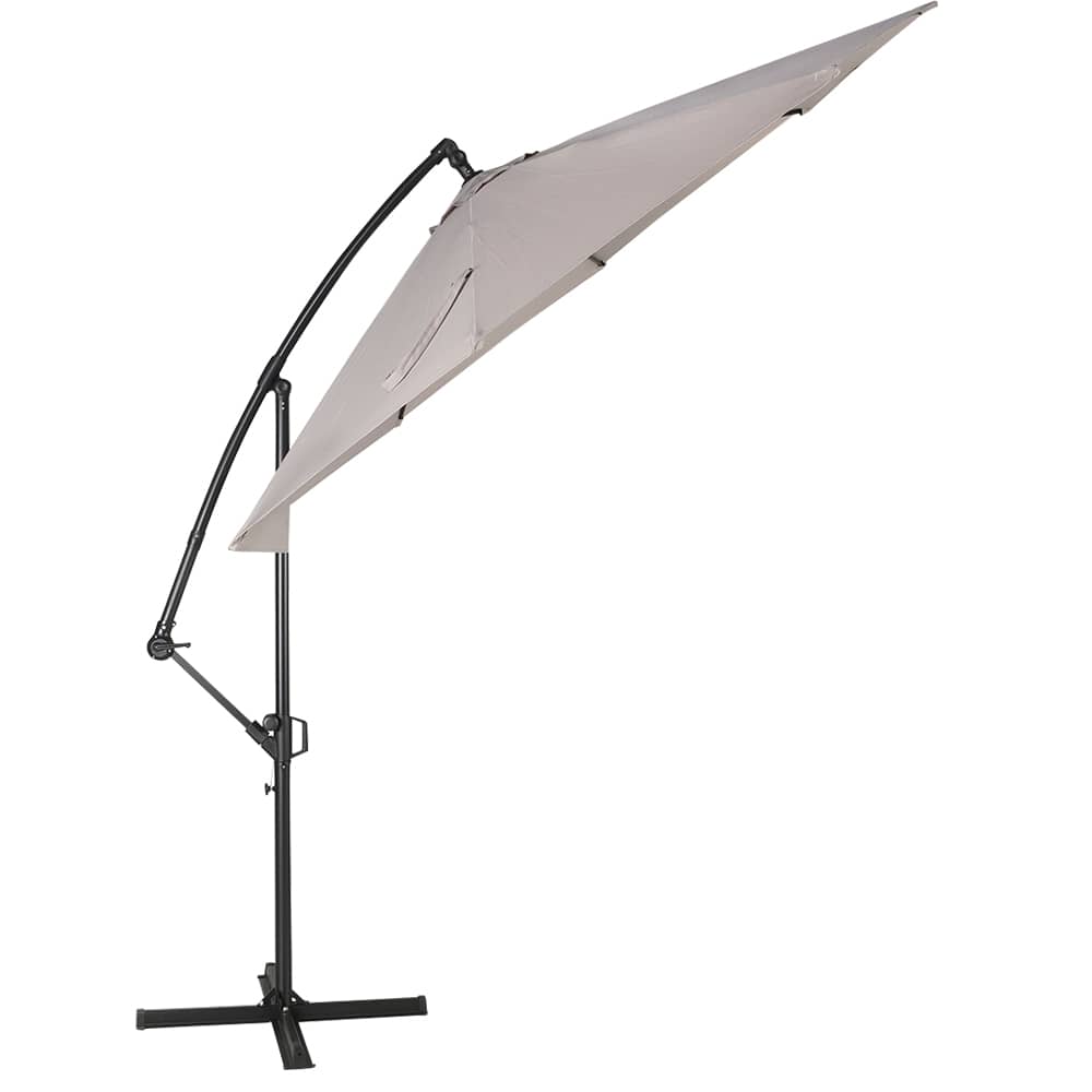 VERTUO Greige Aluminum and Steel Offset Patio Umbrella 9&nbsp;ft. 6&nbsp;in.