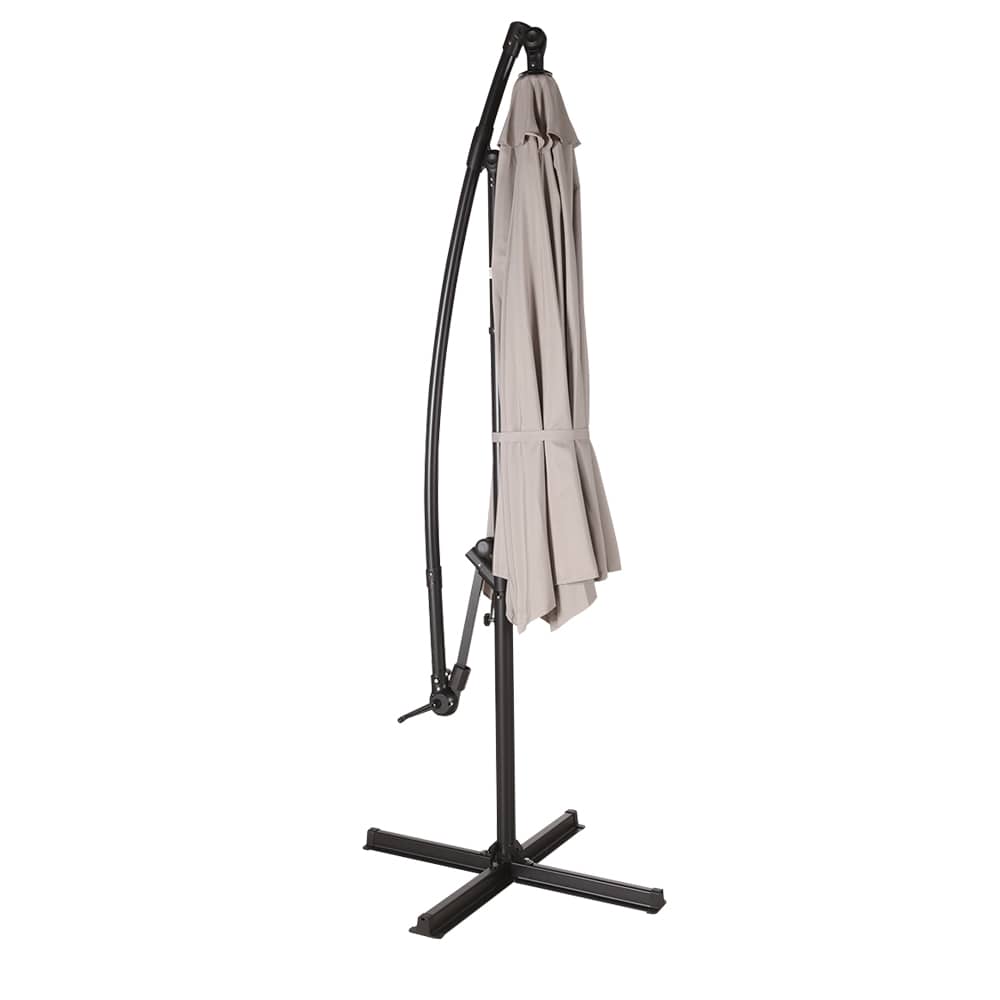 VERTUO Greige Aluminum and Steel Offset Patio Umbrella 9&nbsp;ft. 6&nbsp;in.