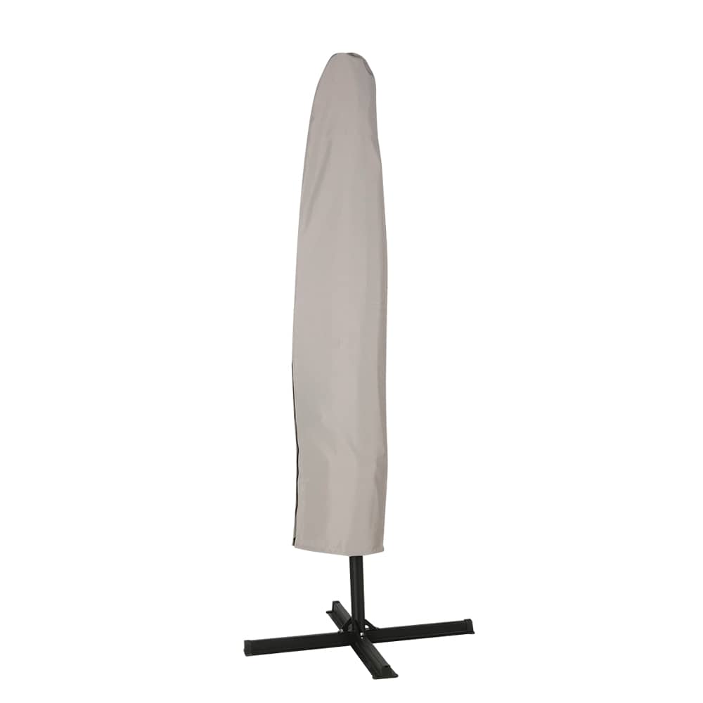 VERTUO Greige Aluminum and Steel Offset Patio Umbrella 9&nbsp;ft. 6&nbsp;in.