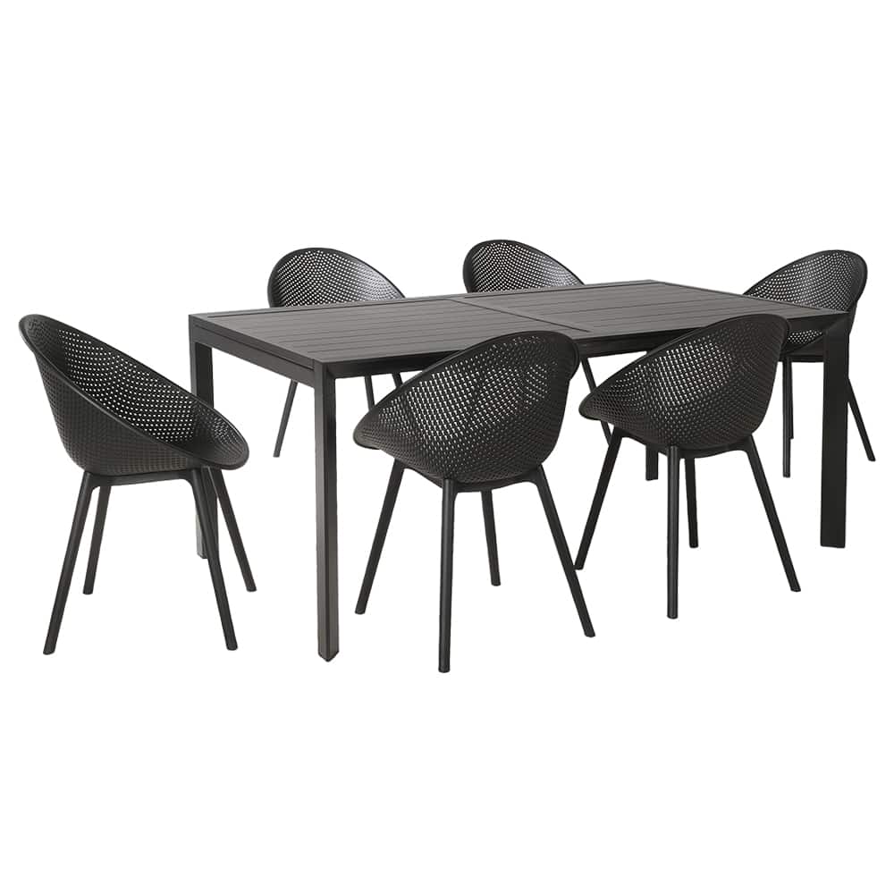 VERTUO Black Aluminum Rectangular Extendable Garden Table 39&nbsp;3/8&nbsp;in.&nbsp;x&nbsp;106&nbsp;1/4&nbsp;in.