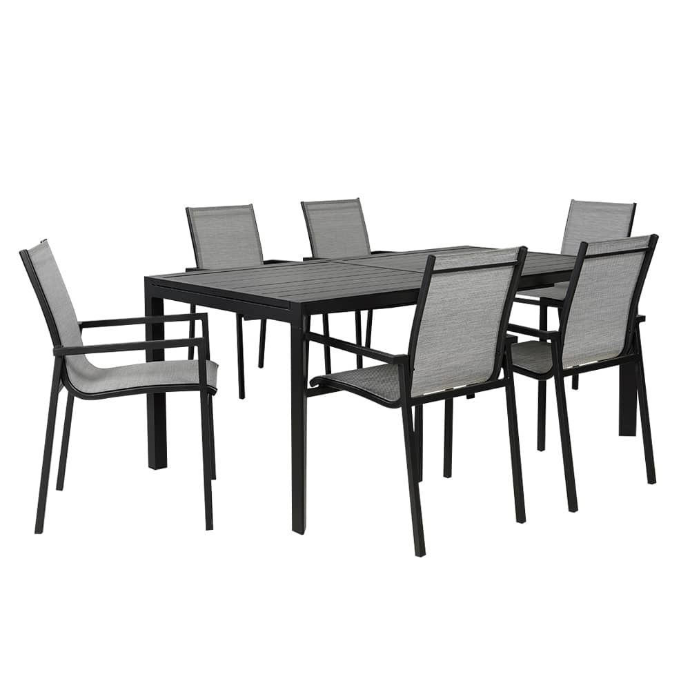 VERTUO Black Aluminum Rectangular Extendable Garden Table 39&nbsp;3/8&nbsp;in.&nbsp;x&nbsp;106&nbsp;1/4&nbsp;in.