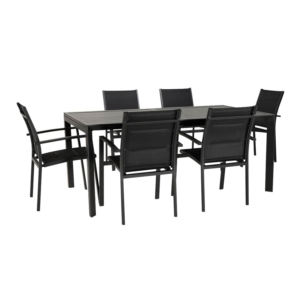 VERTUO Black Aluminum Rectangular Extendable Garden Table 39&nbsp;3/8&nbsp;in.&nbsp;x&nbsp;106&nbsp;1/4&nbsp;in.
