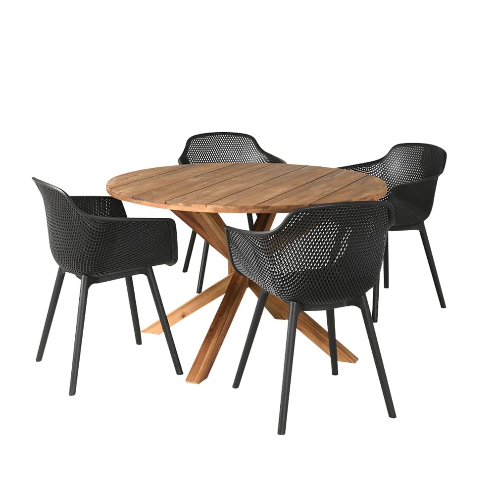 Table de jardin ronde en bois d'acacia 47&nbsp;1/4&nbsp;po VERTUO