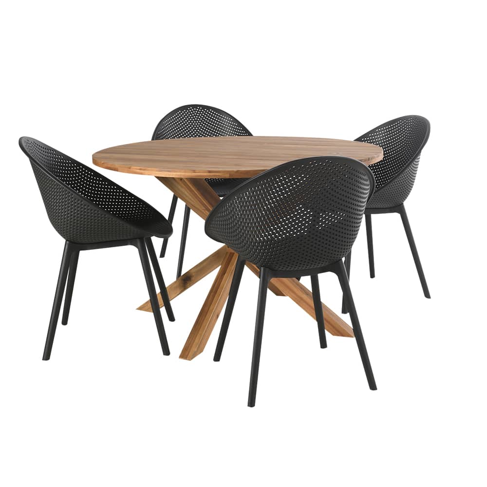Table de jardin ronde en bois d'acacia 47&nbsp;1/4&nbsp;po VERTUO