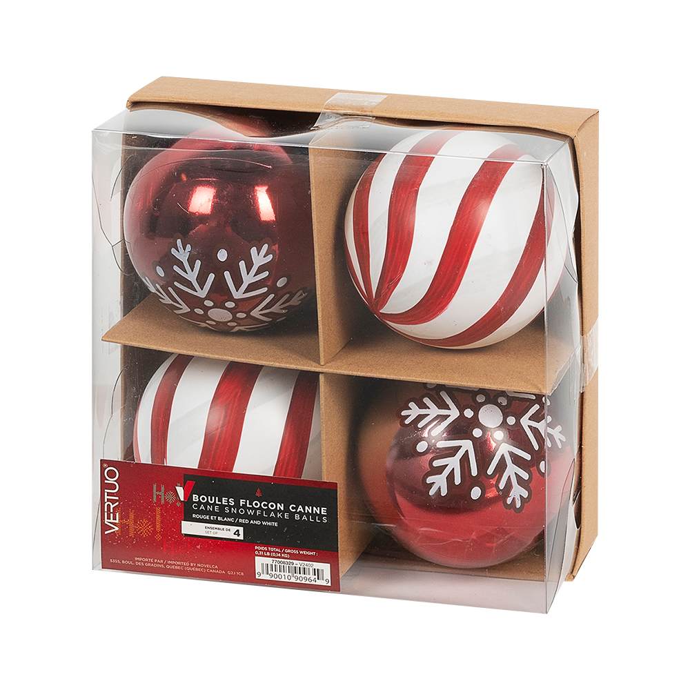 Christmas Balls 3 1/4 in. Set/4