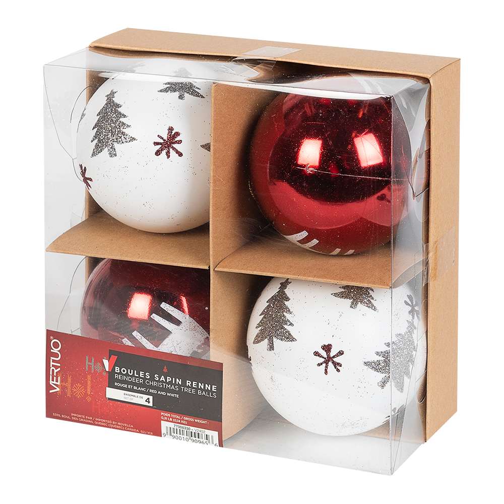 Christmas Balls 3 1/4 in. Set/4