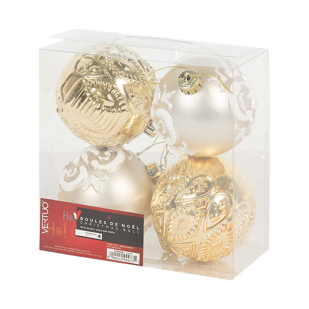 Christmas Balls 3 1/4 in. Set/4