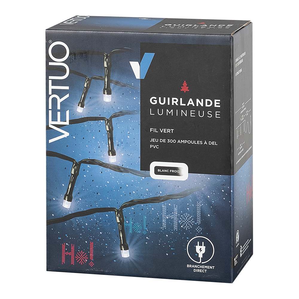 Guirlande lumineuse 300 ampoules DEL blanc froid