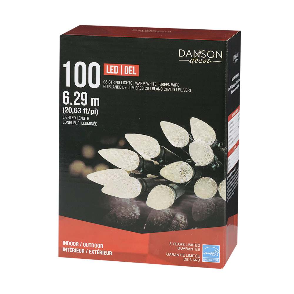 Jeu de 100 lumières DEL C6 blanc chaud