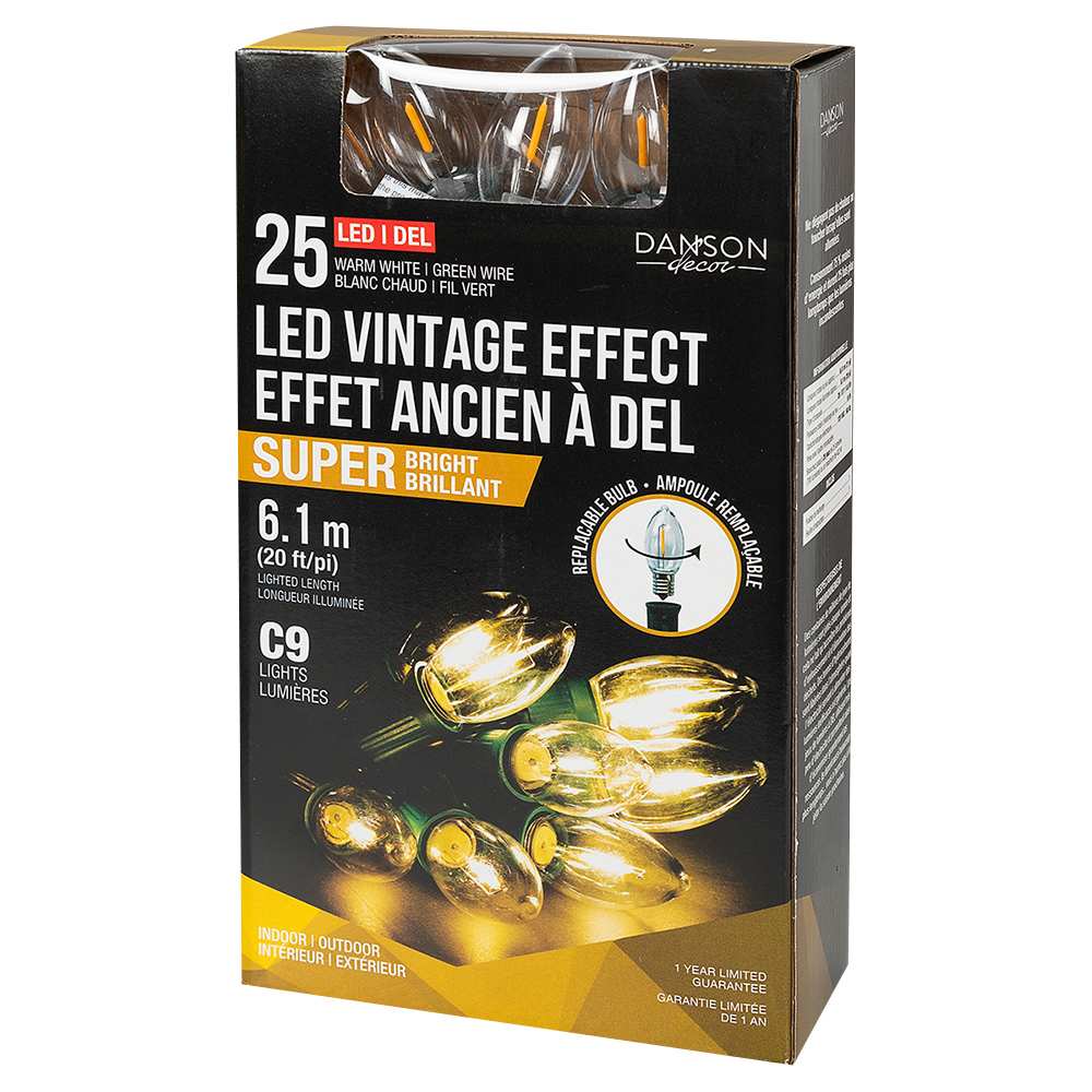 Jeu de 25 lumières DEL C9 blanc chaud