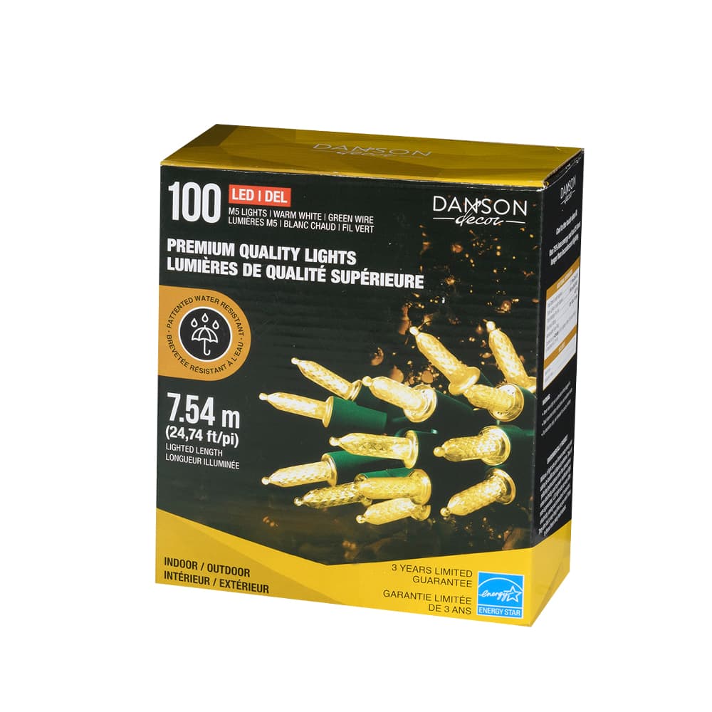 Jeu de 100 lumières DEL M5 blanc chaud