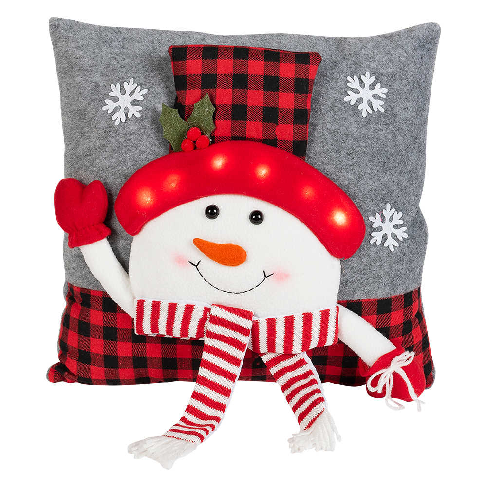 Coussin lumineux bonhomme de neige 16&nbsp;po&nbsp;x&nbsp;16&nbsp;po VERTUO