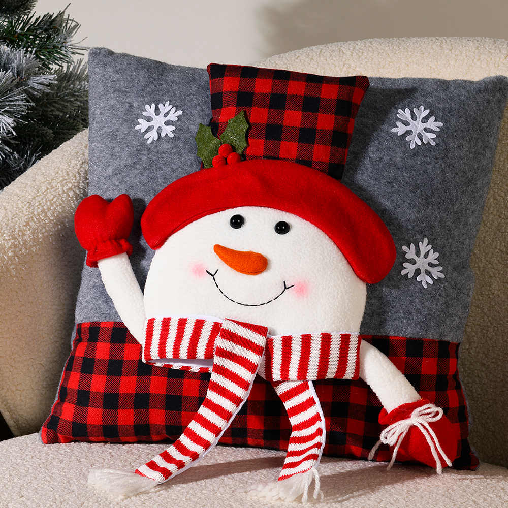 Coussin lumineux bonhomme de neige 16&nbsp;po&nbsp;x&nbsp;16&nbsp;po VERTUO