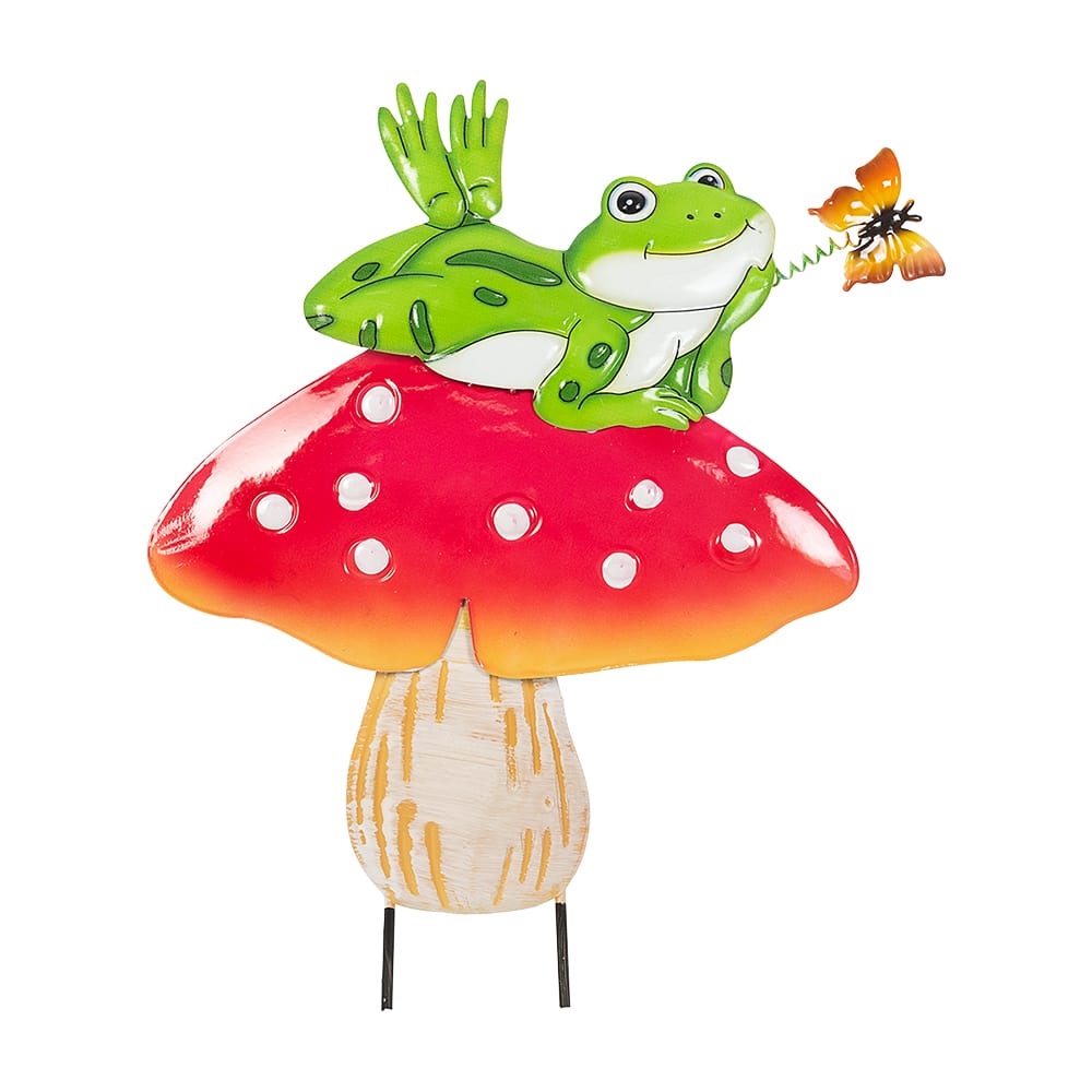 Pic décoratif Champignon et grenouille 13 3/8 po VERTUO