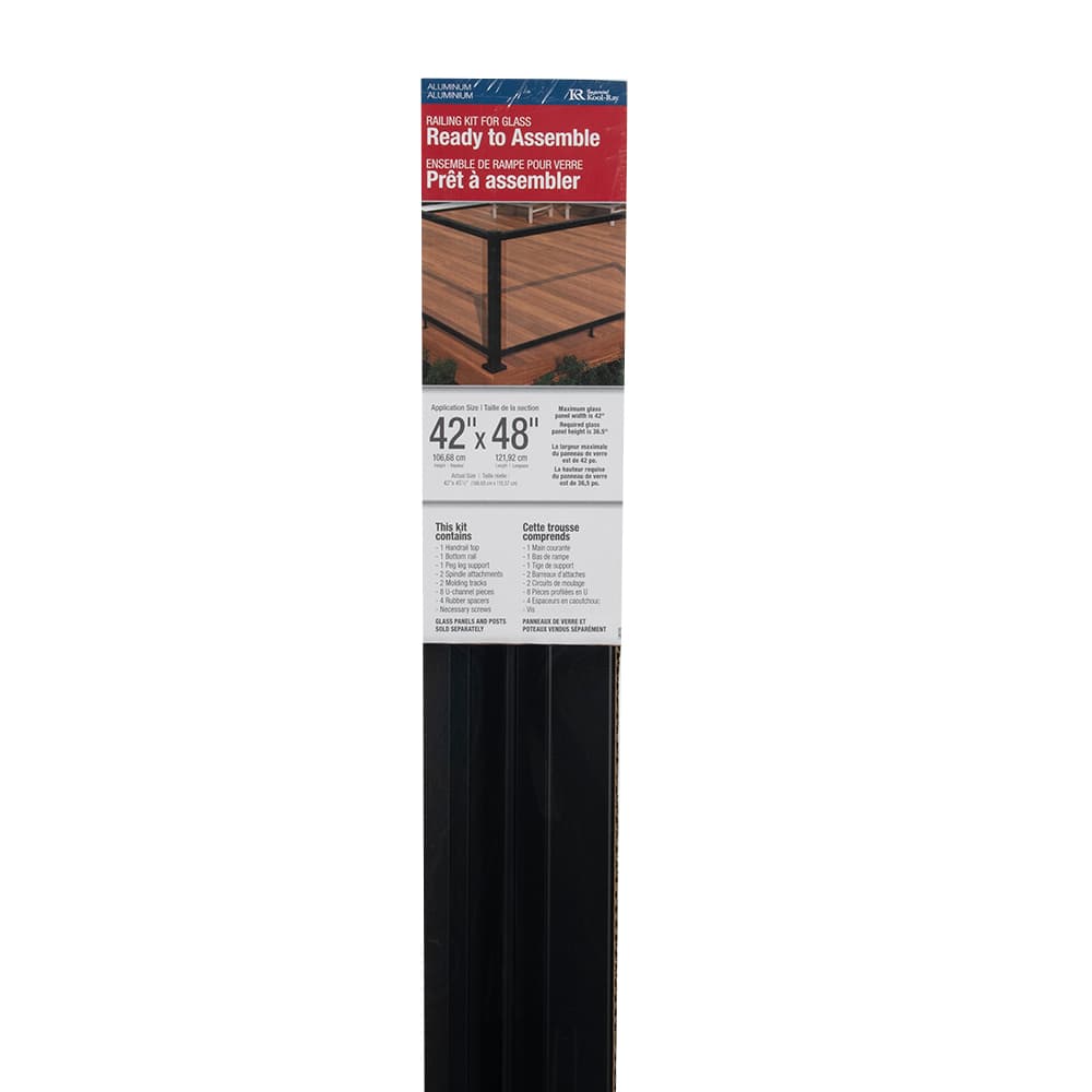 Pillar/Glass Aluminum Railing Section ONLY Black 48&nbsp;in.&nbsp;x&nbsp;42&nbsp;in.