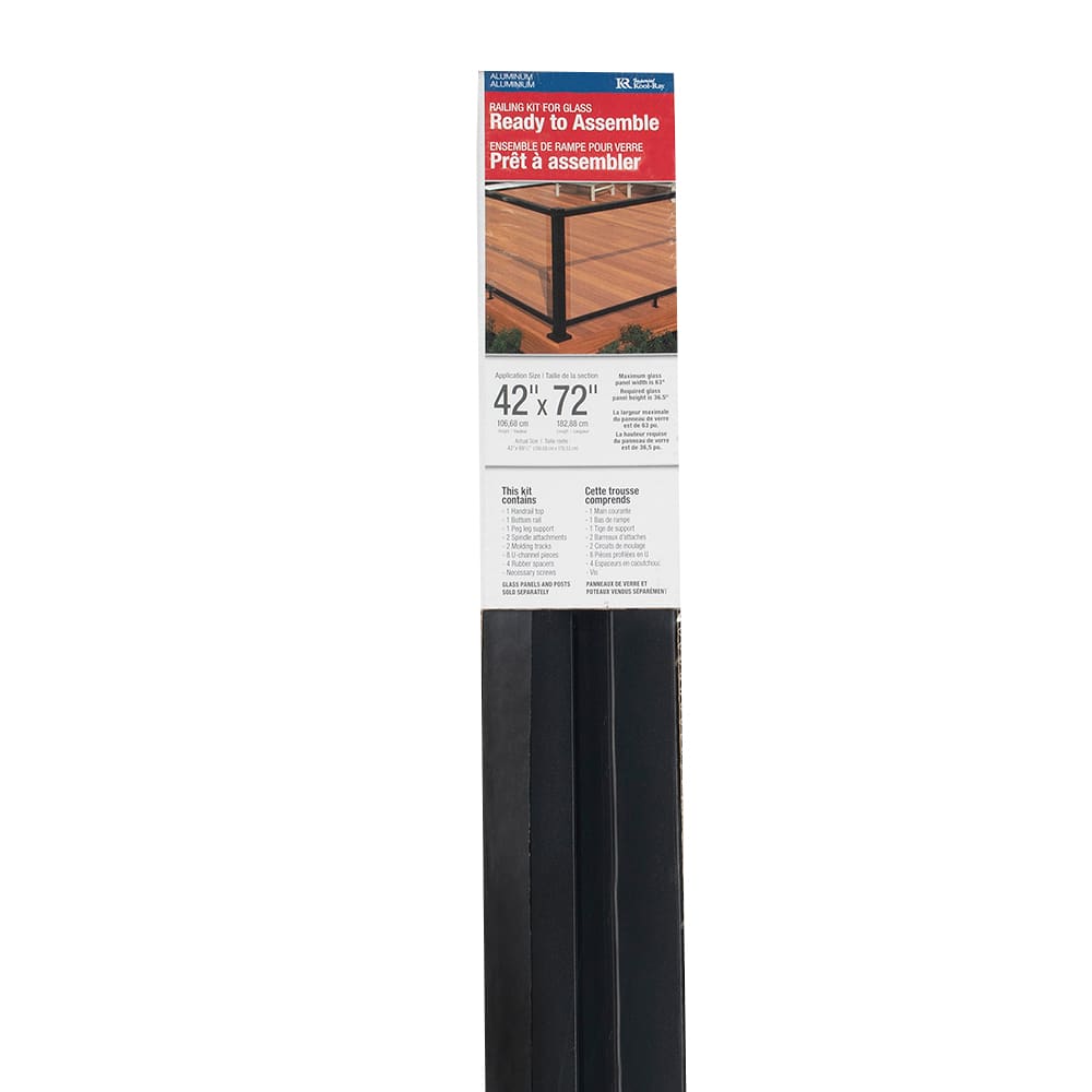 Pillar/Glass Aluminum Railing Section ONLY Black 72&nbsp;in.&nbsp;x&nbsp;42&nbsp;in.