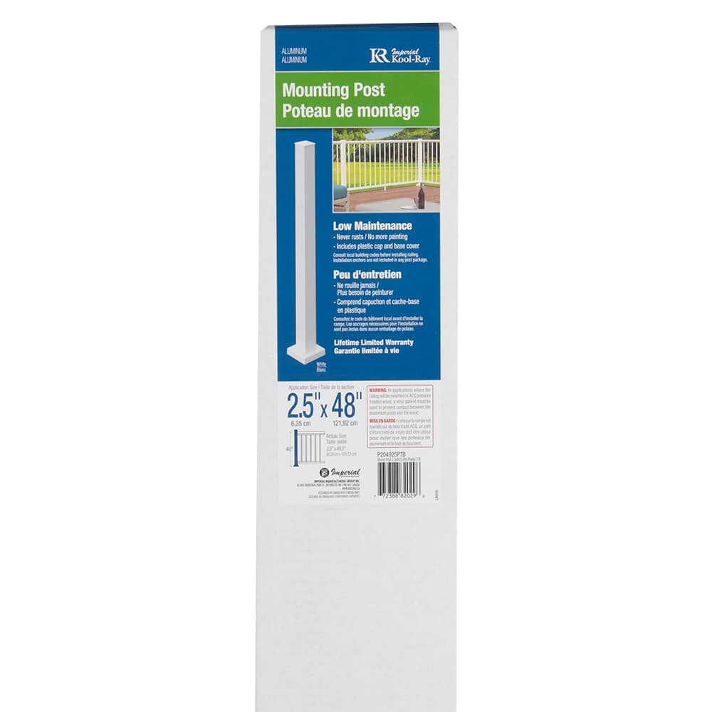 Pillar Aluminum Pool & Stair Mounting Post White 48&nbsp;in. x&nbsp;2 1/2&nbsp;in.