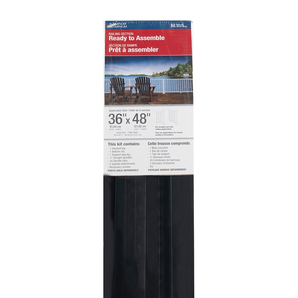 Poteau de montage de piscine et d'escalier pour rampe en aluminium Pillar noir 48&nbsp;po&nbsp;x&nbsp;2&nbsp;1/2&nbsp;po
