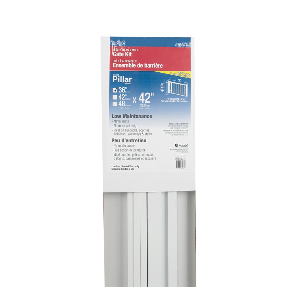 Barrière en aluminium Pillar blanche 42&nbsp;po&nbsp;x&nbsp;36&nbsp;po