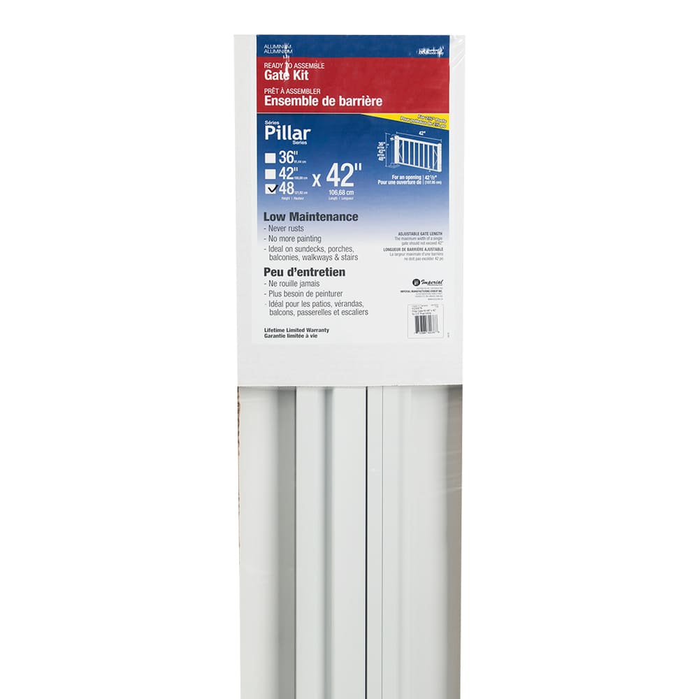 Barrière en aluminium Pillar blanche 42&nbsp;po&nbsp;x&nbsp;48&nbsp;po