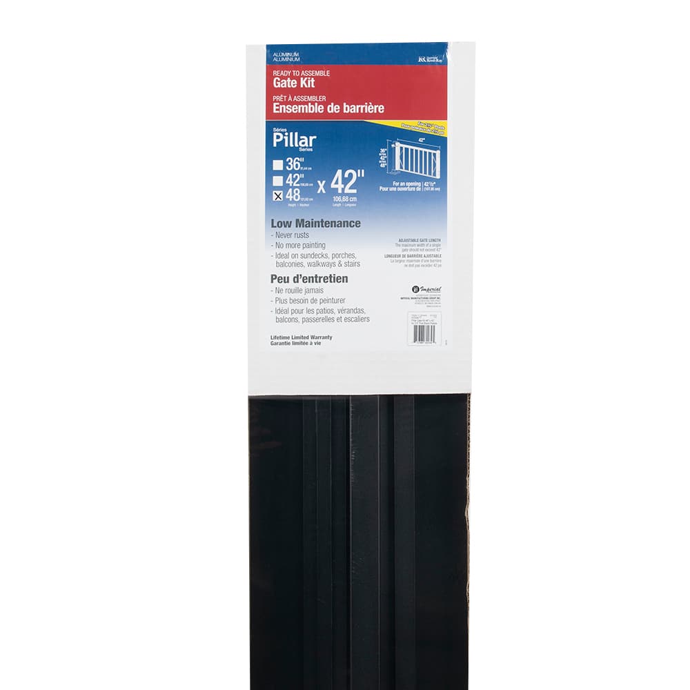 Barrière en aluminium Pillar noire 42&nbsp;po&nbsp;x&nbsp;48&nbsp;po