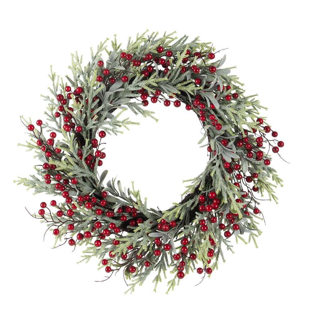 Couronne de Noël sapinage et baies rouges 24&nbsp;po VERTUO