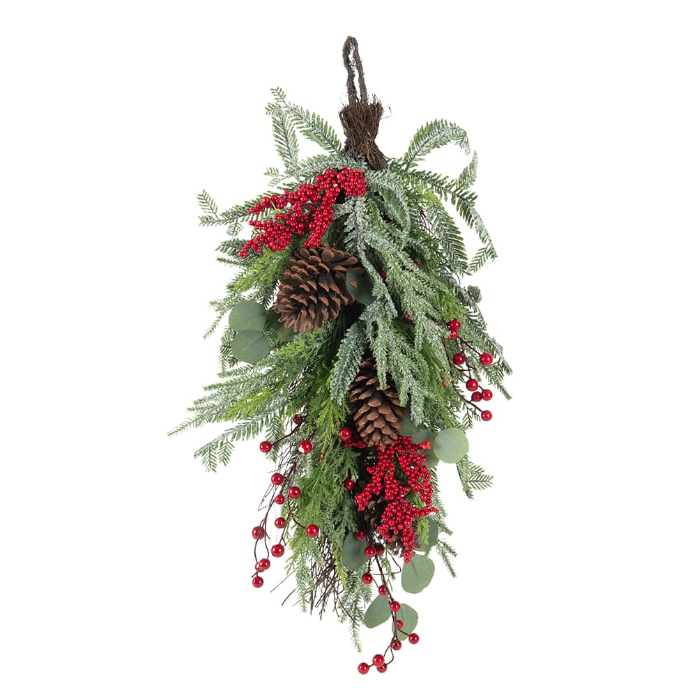 Larme de Noël eucalyptus et baies rouges 14&nbsp;po VERTUO