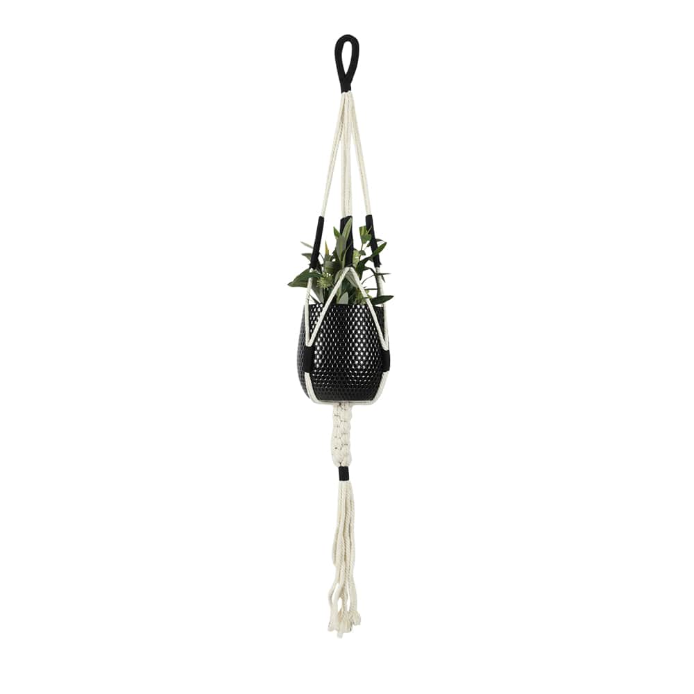 VERTUO Macrame Plant Hanger Beige and Black 39 3/8 in.