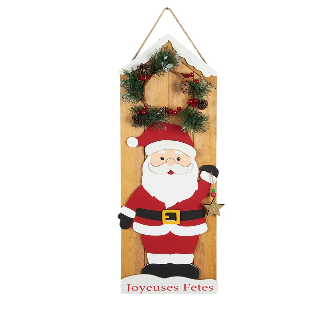 Décoration murale Père Noël avec couronne 23 5/8 po VERTUO