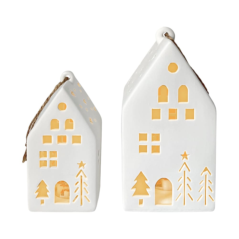 Ensemble de 2 maisons illuminées en céramique VERTUO