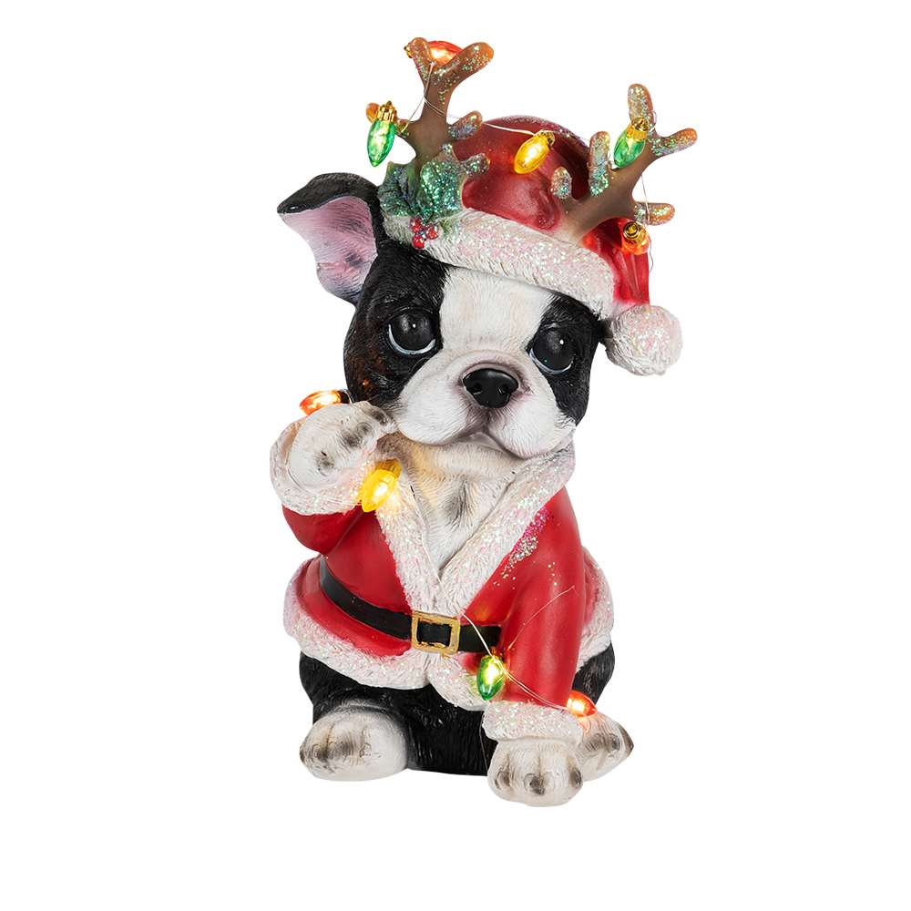 Boston terrier illuminé 10 3/8 po VERTUO
