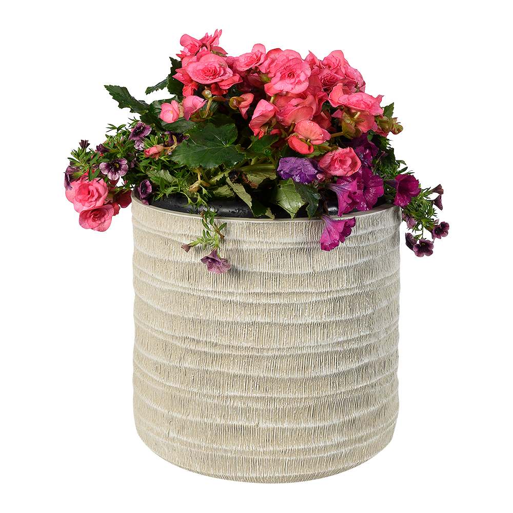 Cache-pot effet bambou blanc&nbsp;antique 14&nbsp;1/8&nbsp;po VERTUO