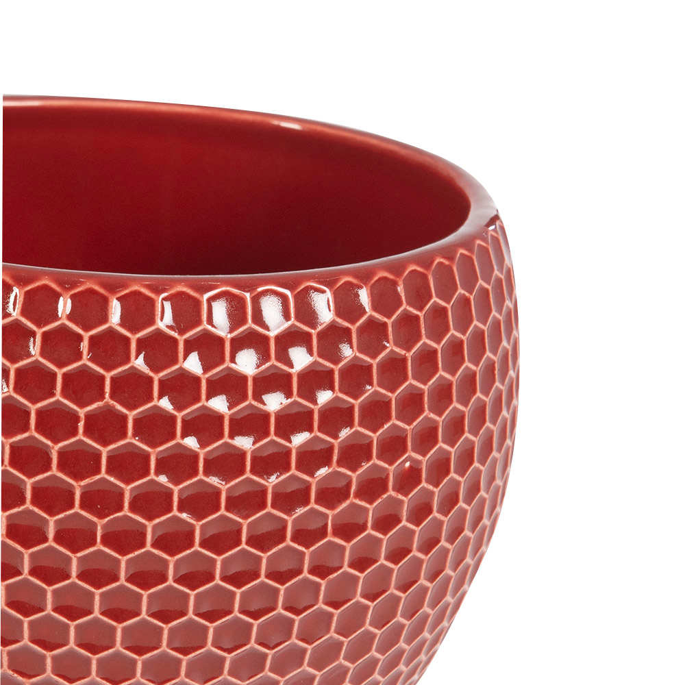 Cache-pot motif hexagonal 5 1/2 po rouge VERTUO