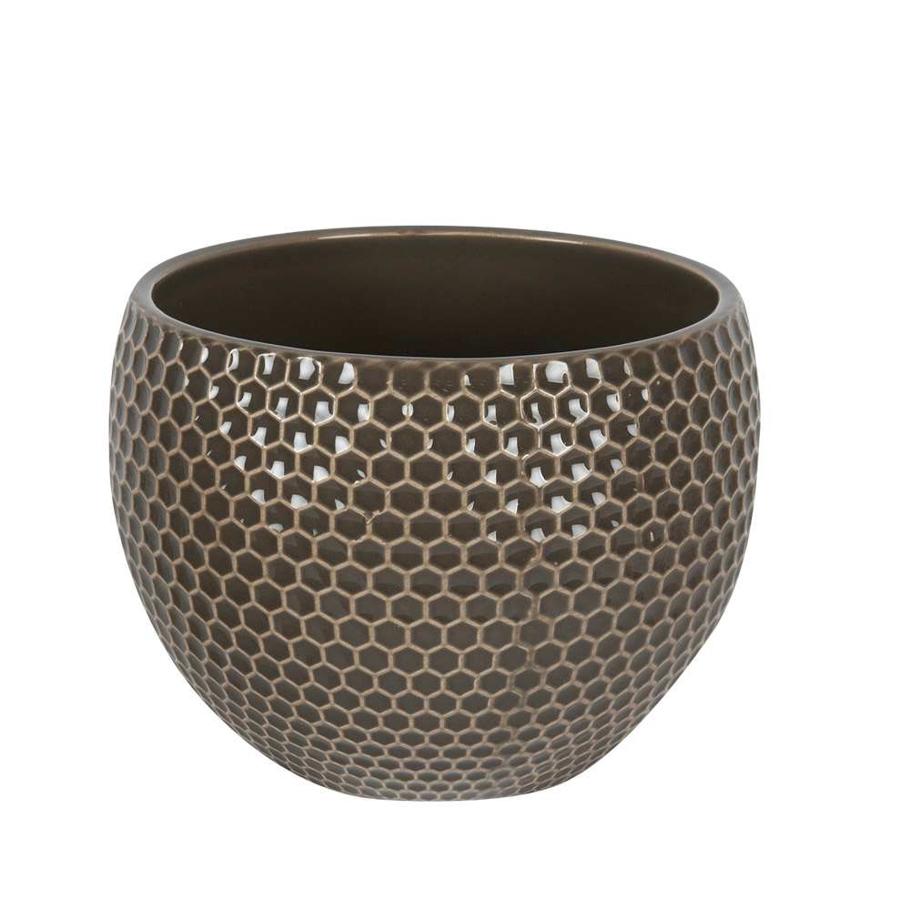 Cache-pot motif hexagonal 5 1/2 po beige VERTUO