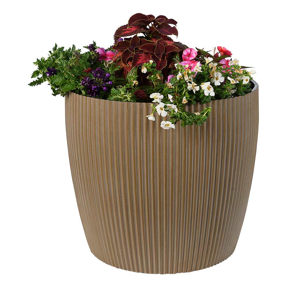 Pot à fleurs rainuré 13 3/4 po beige VERTUO