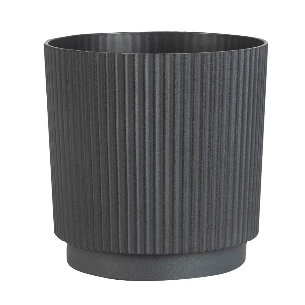 Pot à fleurs rainuré 9 7/8 po noir VERTUO
