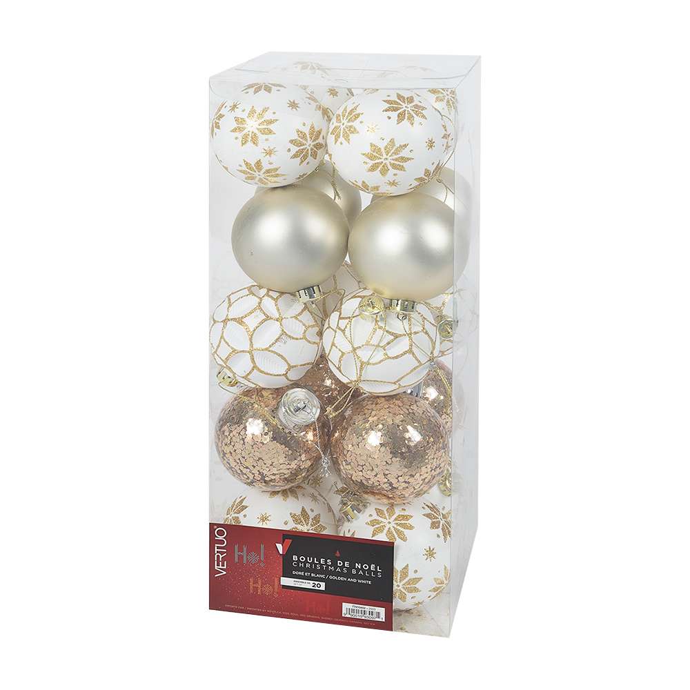Boules de Noël 3 1/8 po Ens/20 VERTUO