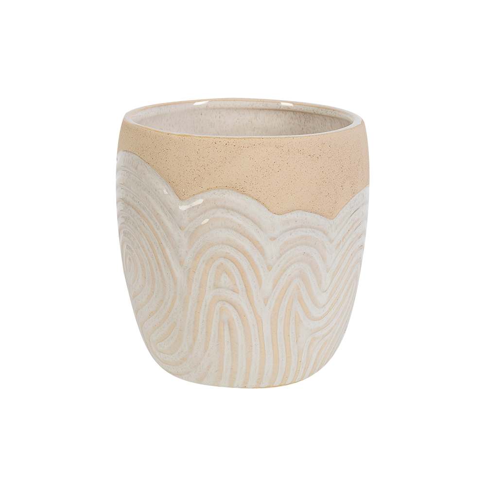 Pot Cover 5 1/8 in. Beige Curves VERTUO