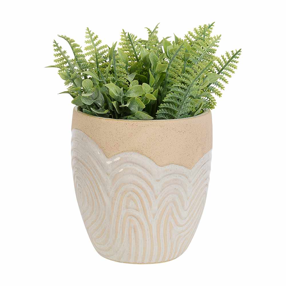 Pot Cover 5 1/8 in. Beige Curves VERTUO