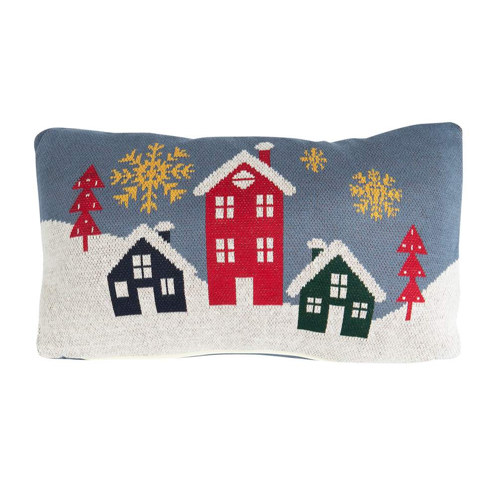 Coussin village de Noël 11 3/4 po x 19 5/8 po VERTUO