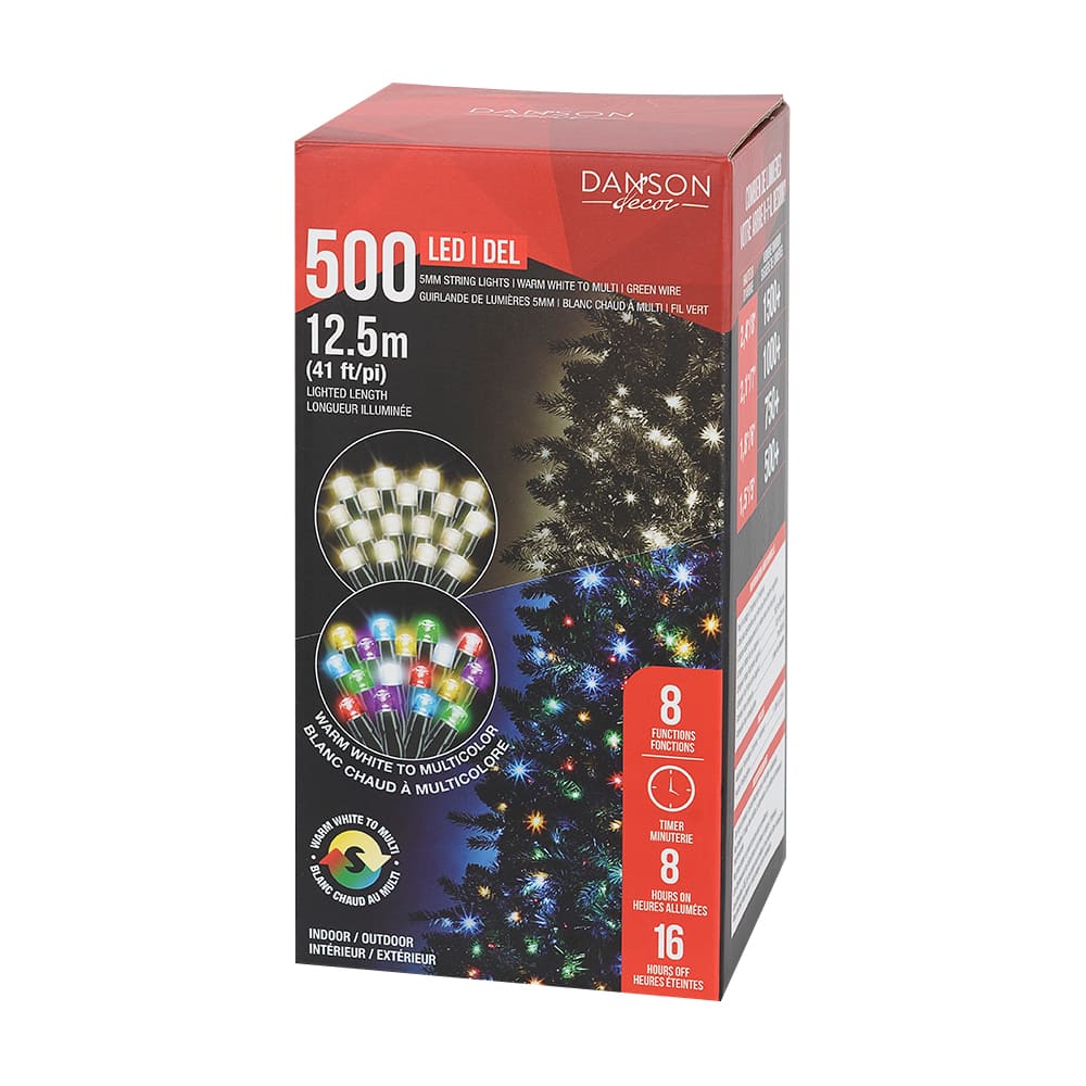 500 LED Lights Set Dual Colour White Warm or Multicolore