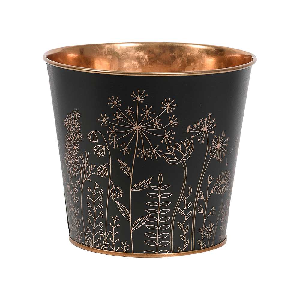 Cache-pot métallique Botanique noir 6&nbsp;7/8&nbsp;po VERTUO