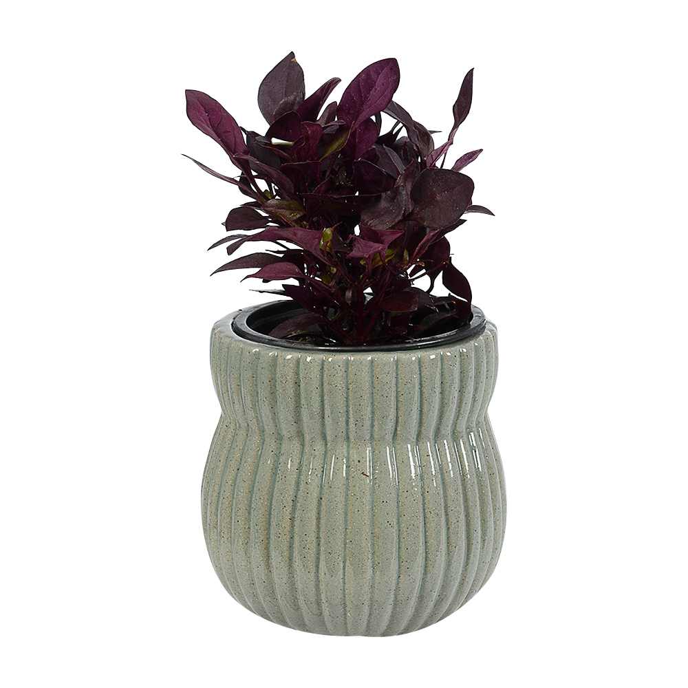 VERTUO Vertical-Groove Plant Pot Cover 4 7/8 in Light Blue