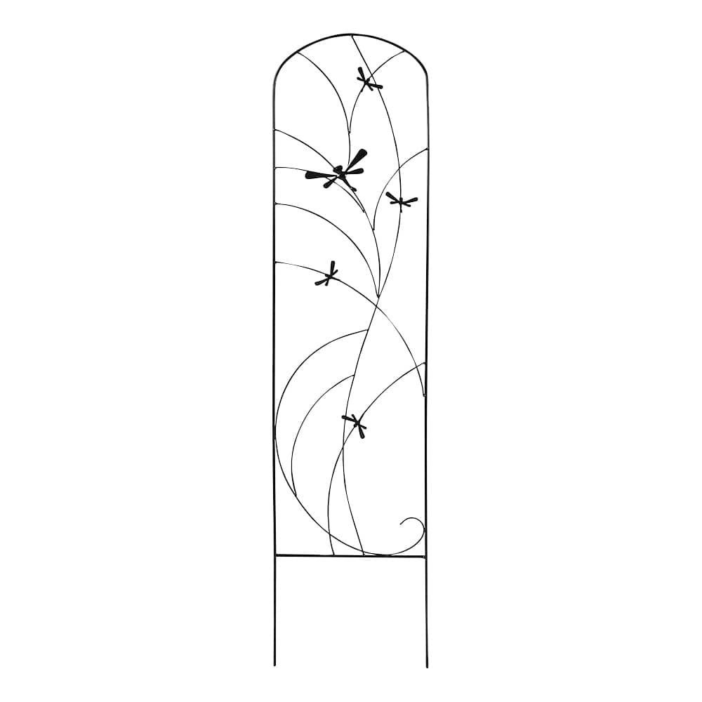 VERTUO Decorative Dragonflies Black Metal Trellis 12 3/4 in. x 56 in.