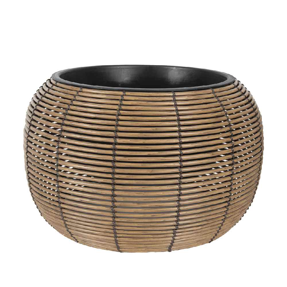 Cache-pot en rotin de polyrattan beige 22 po VERTUO