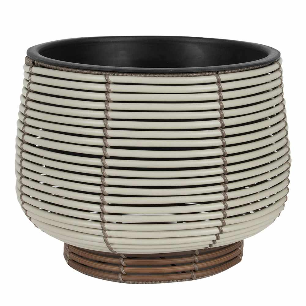 Cache-pot en rotin de polyrattan crème 14 1/8 po VERTUO